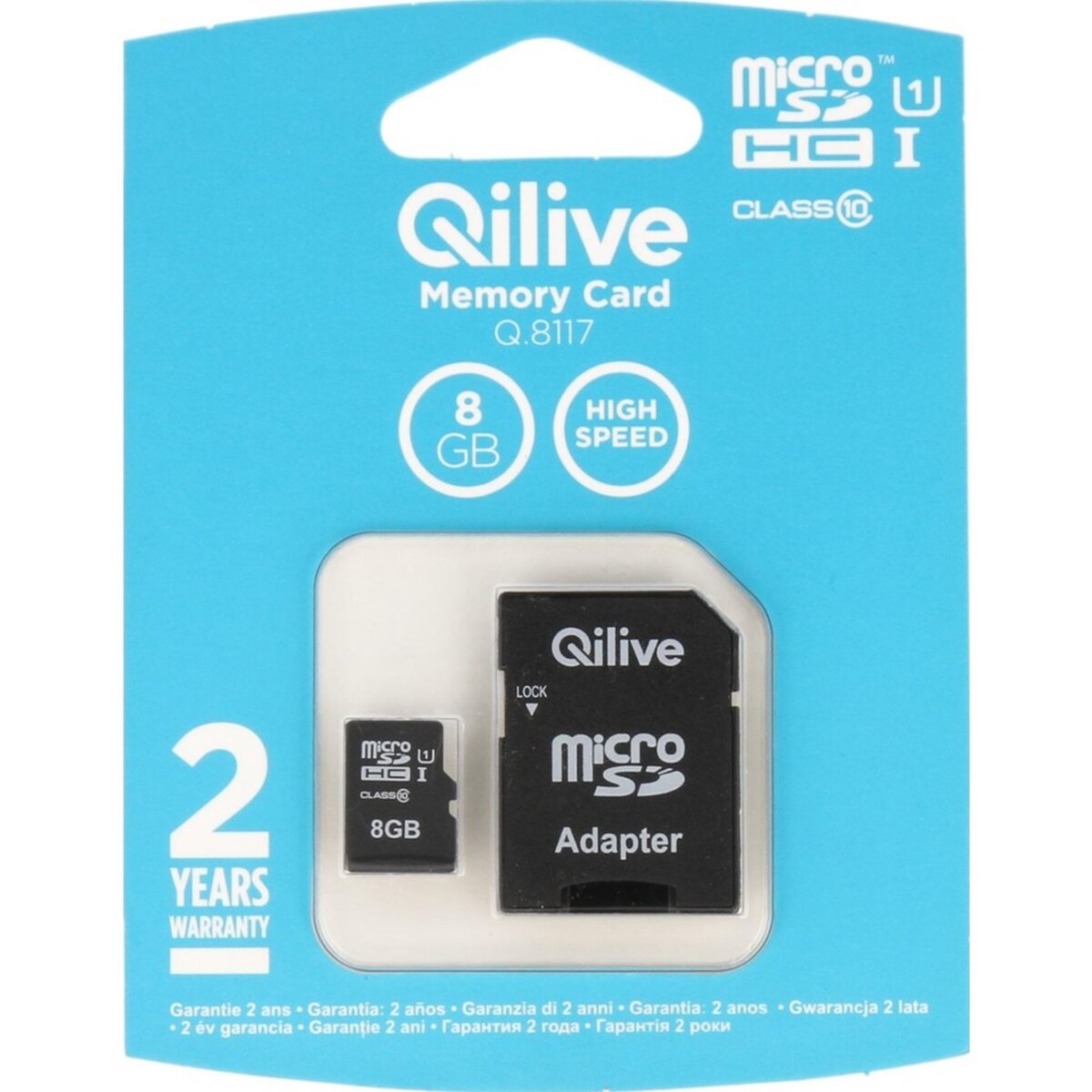 QILIVE Carte mémoire Micro SDHC 8 Go Q8117 + Adaptateur