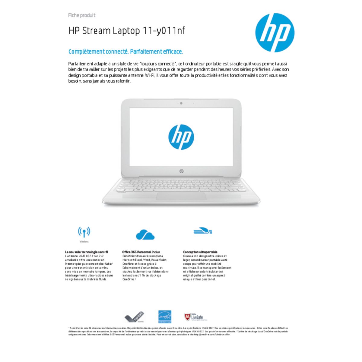 HP Ordinateur portable Stream Laptop 11-y011nf- 32 Go - Blanc