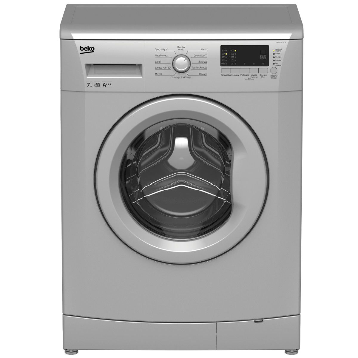 BEKO Lave-linge hublot WMB714330S, 7 Kg, 1400 T/min