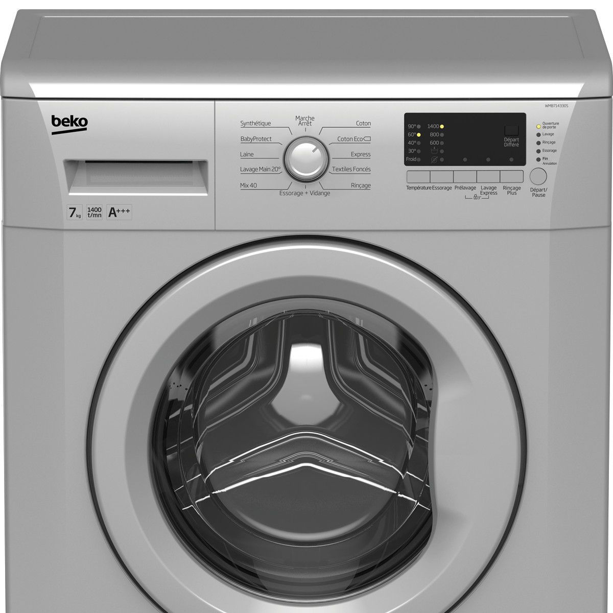 BEKO Lave-linge hublot WMB714330S, 7 Kg, 1400 T/min