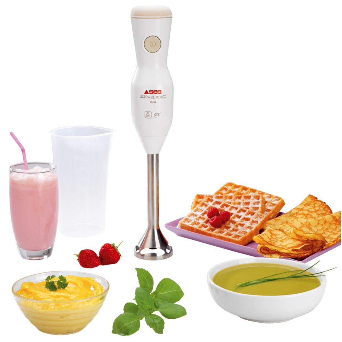 SEB Mixeur HB4071S1  Ultra compact Blanc 450W Pied Métal