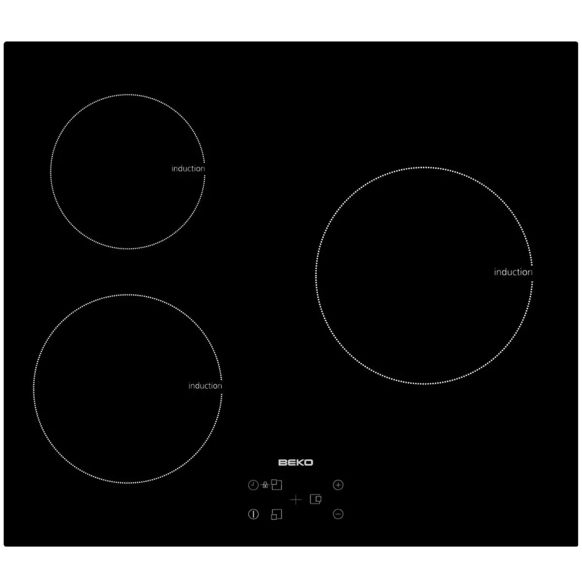 BEKO Table de cuisson à induction HII 63400 AT, 60 cm, 3 Foyers à induction