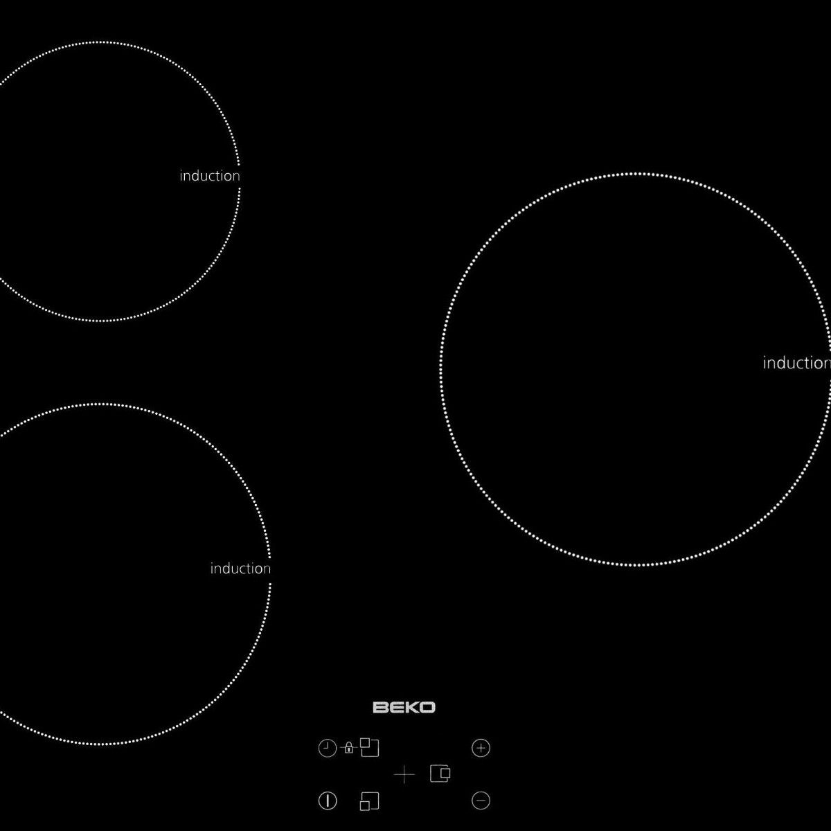 BEKO Table de cuisson à induction HII 63400 AT, 60 cm, 3 Foyers à induction