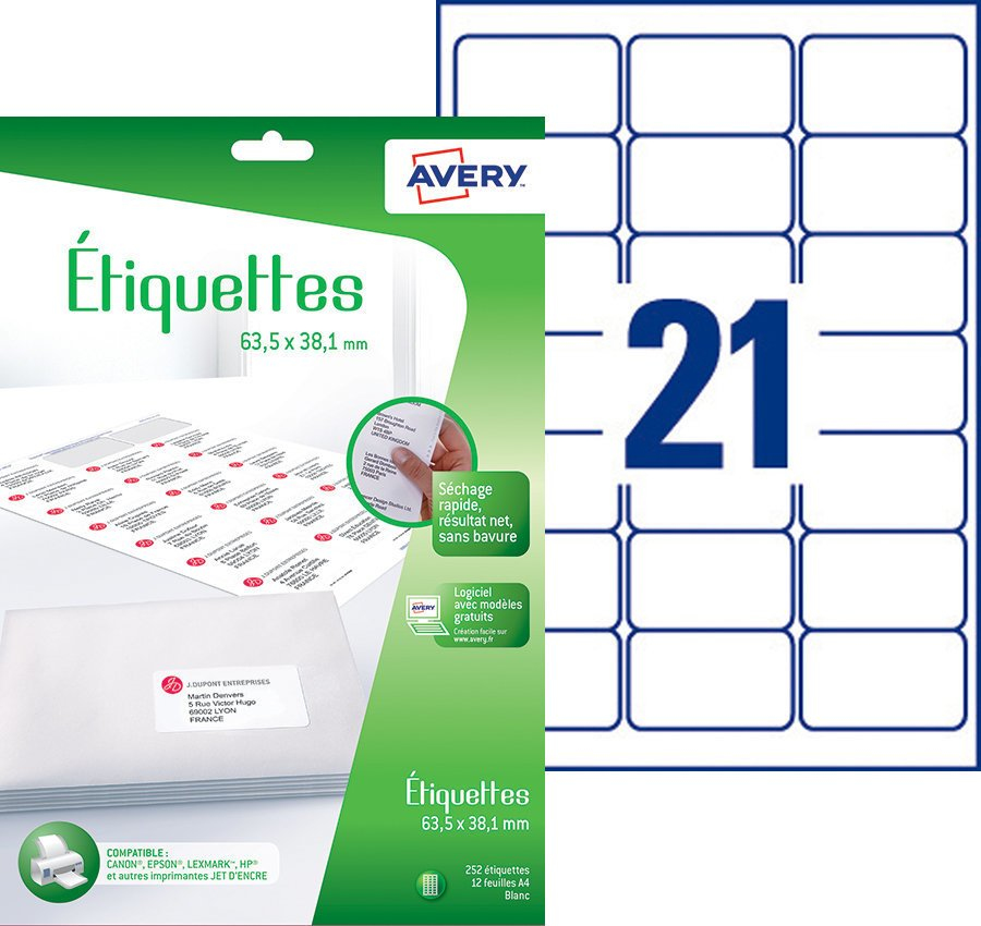 Voir la diapositive 2 : AVERY Etiquettes adresses J8160-12