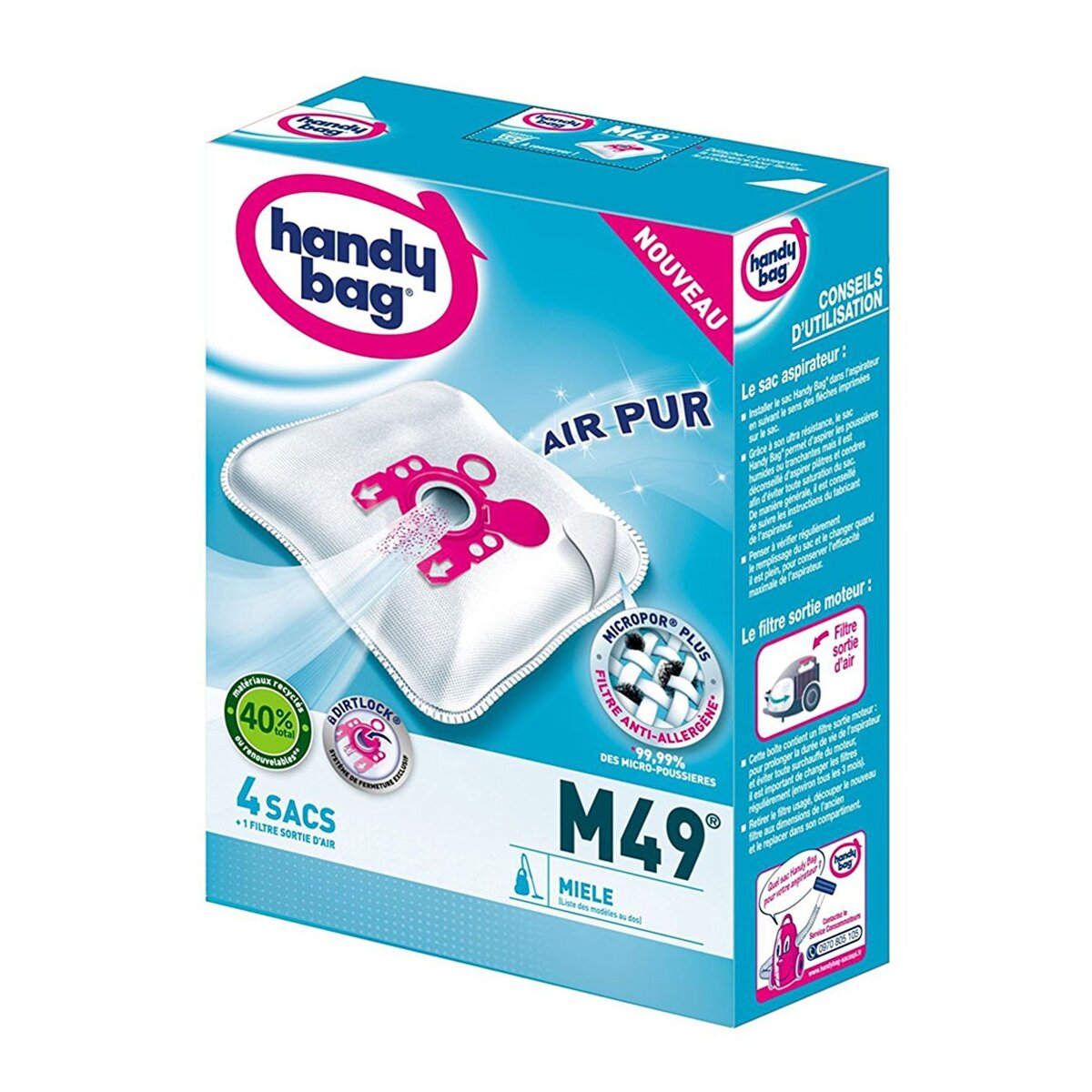 HANDY BAG Sacs Aspirateur M49 pas cher Auchan.fr