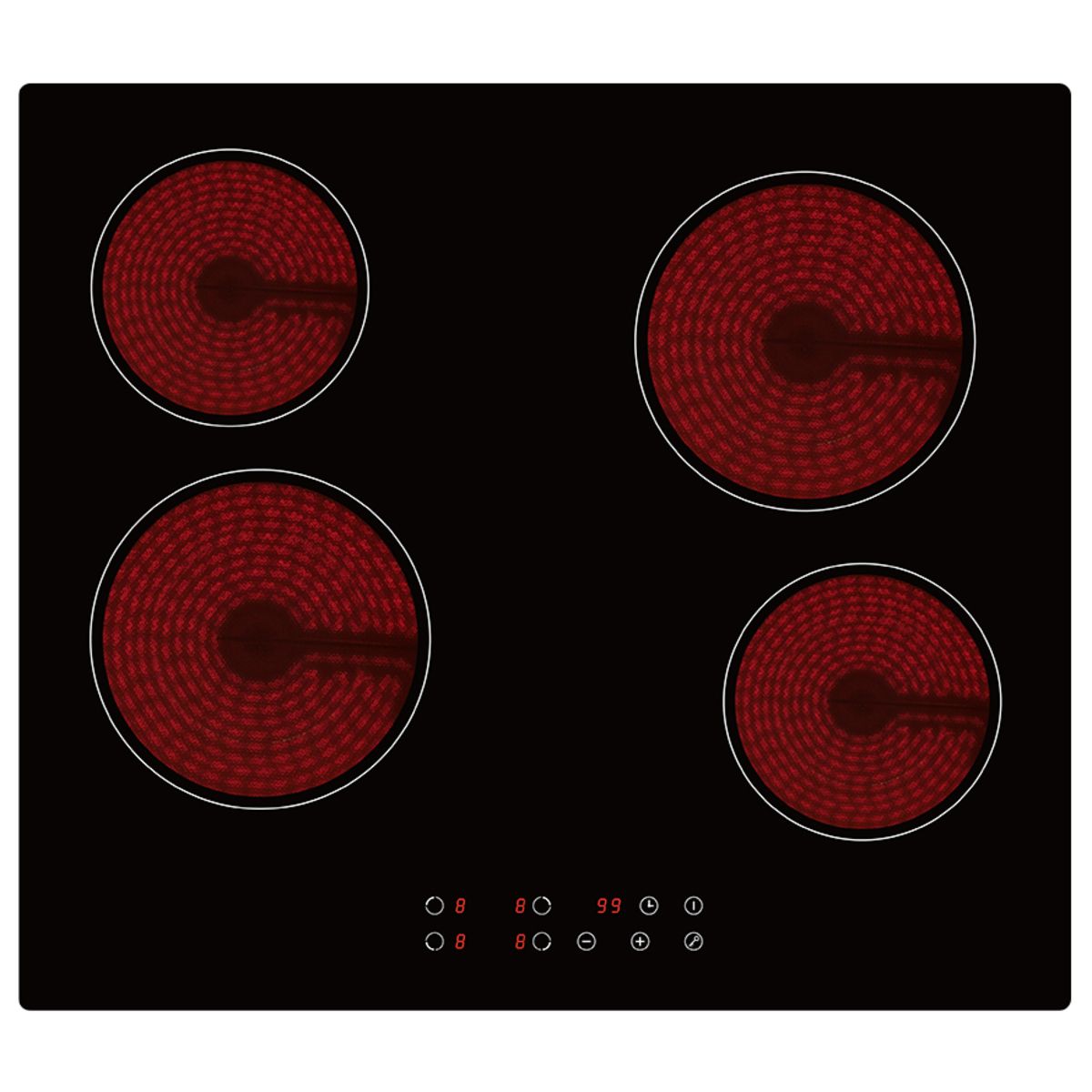 LIMIT Table de cuisson vitrocéramique LIVK60C, 60 cm, 4 Foyers radiants