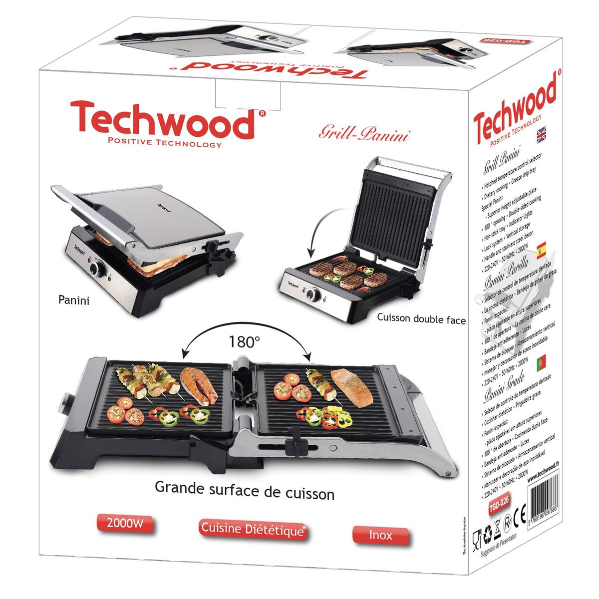 TECHWOOD Grill Viande et Panini TGD-026