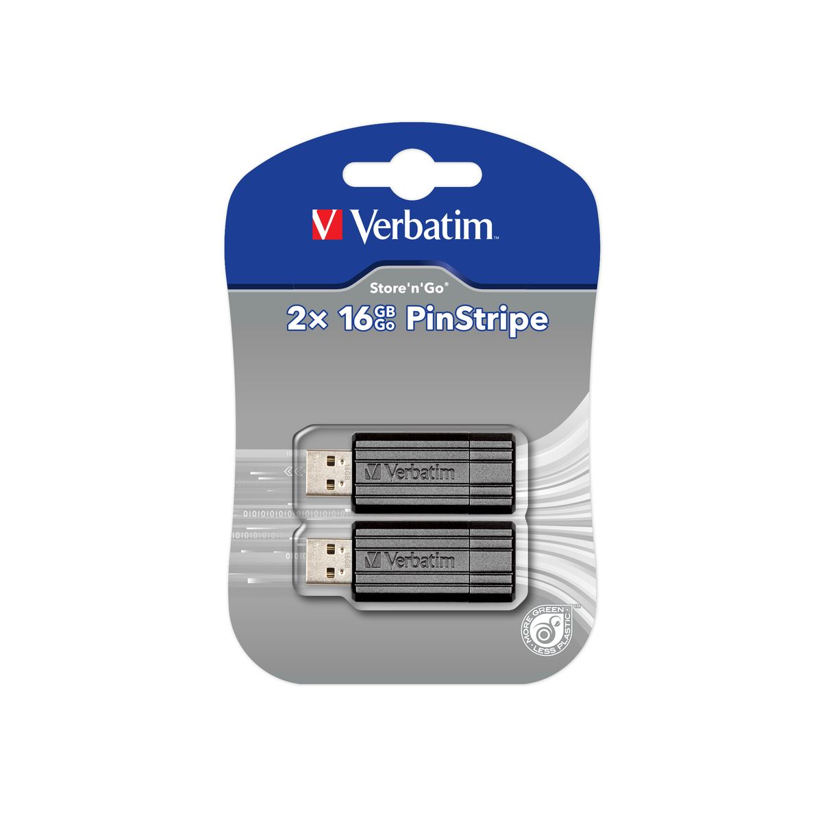 VERBATIM Lot de 2 clés USB Store 'n' Go PinStripe - USB 2.0 - 16 Go