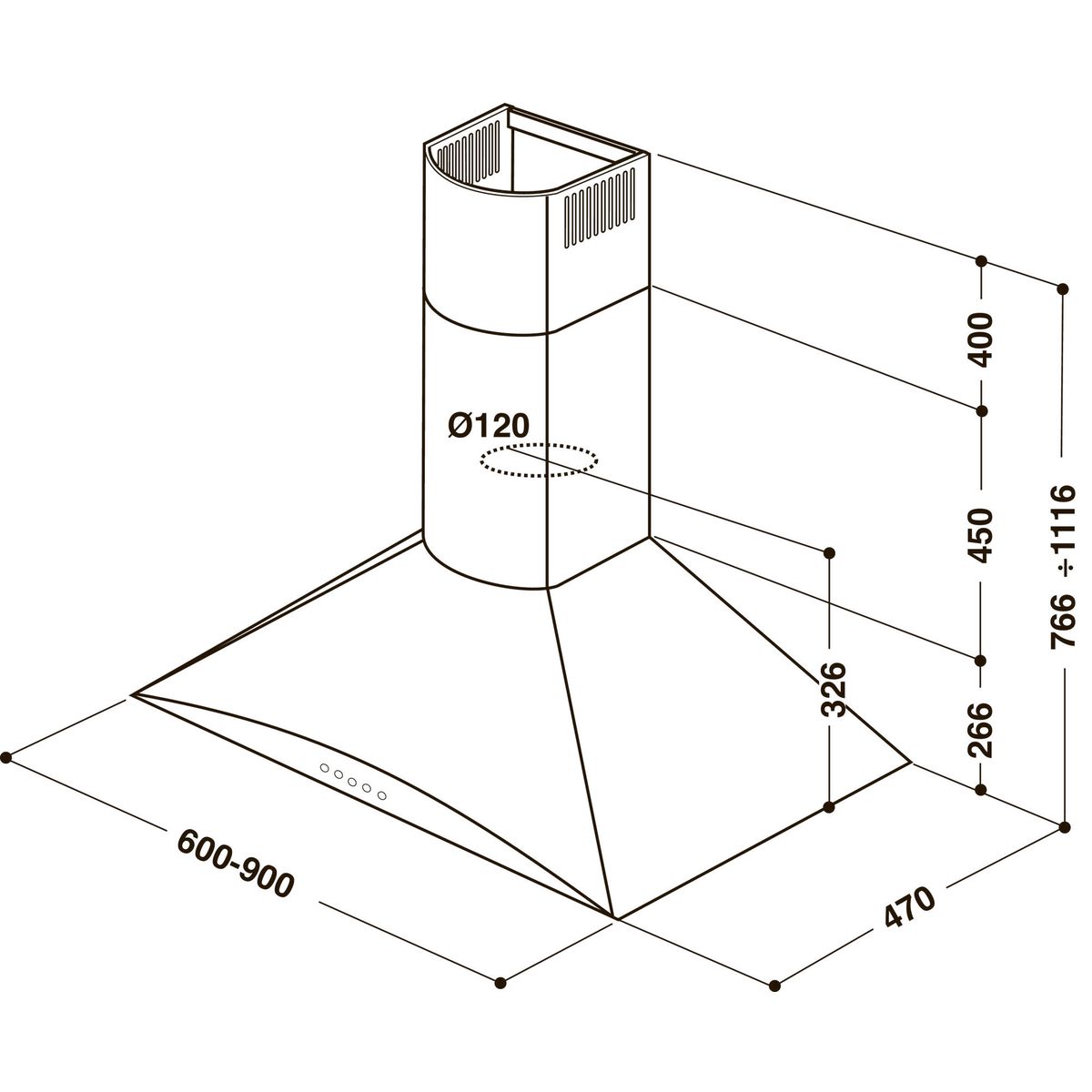 WHIRLPOOL Hotte décorative AKR029WH, 90 cm, 537 m3/h