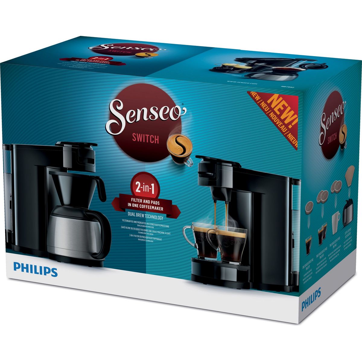 PHILIPS Cafetière à dosette et filtre HD7892/61 Senseo Switch
