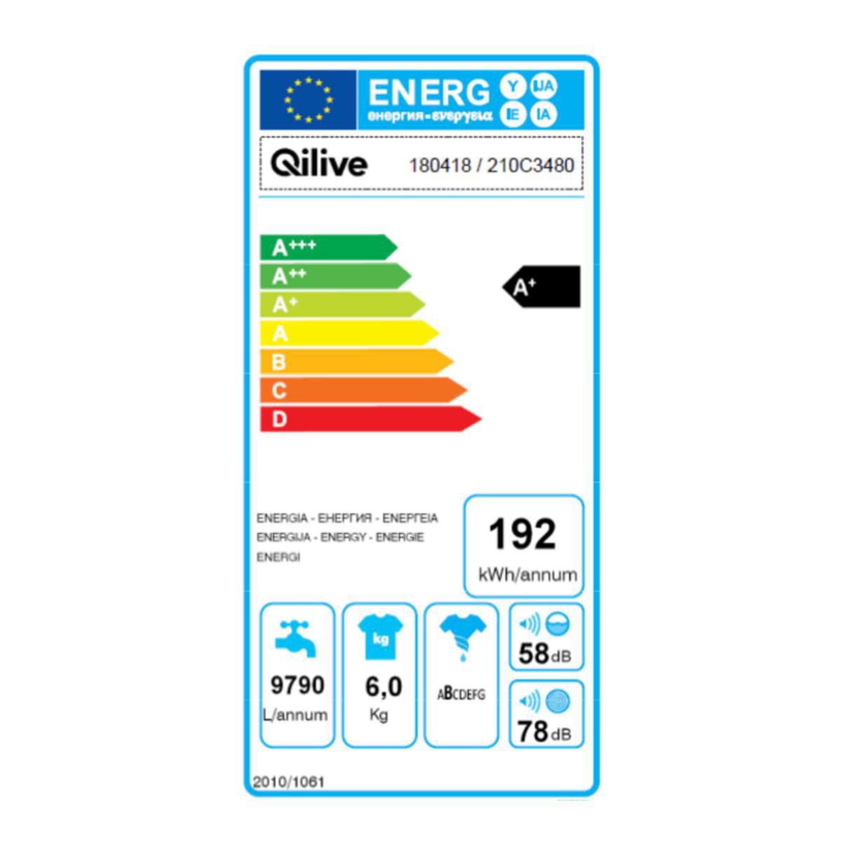 QILIVE Lave-linge top, 180418 / 210C3480, 6 Kg, 1200 T/min