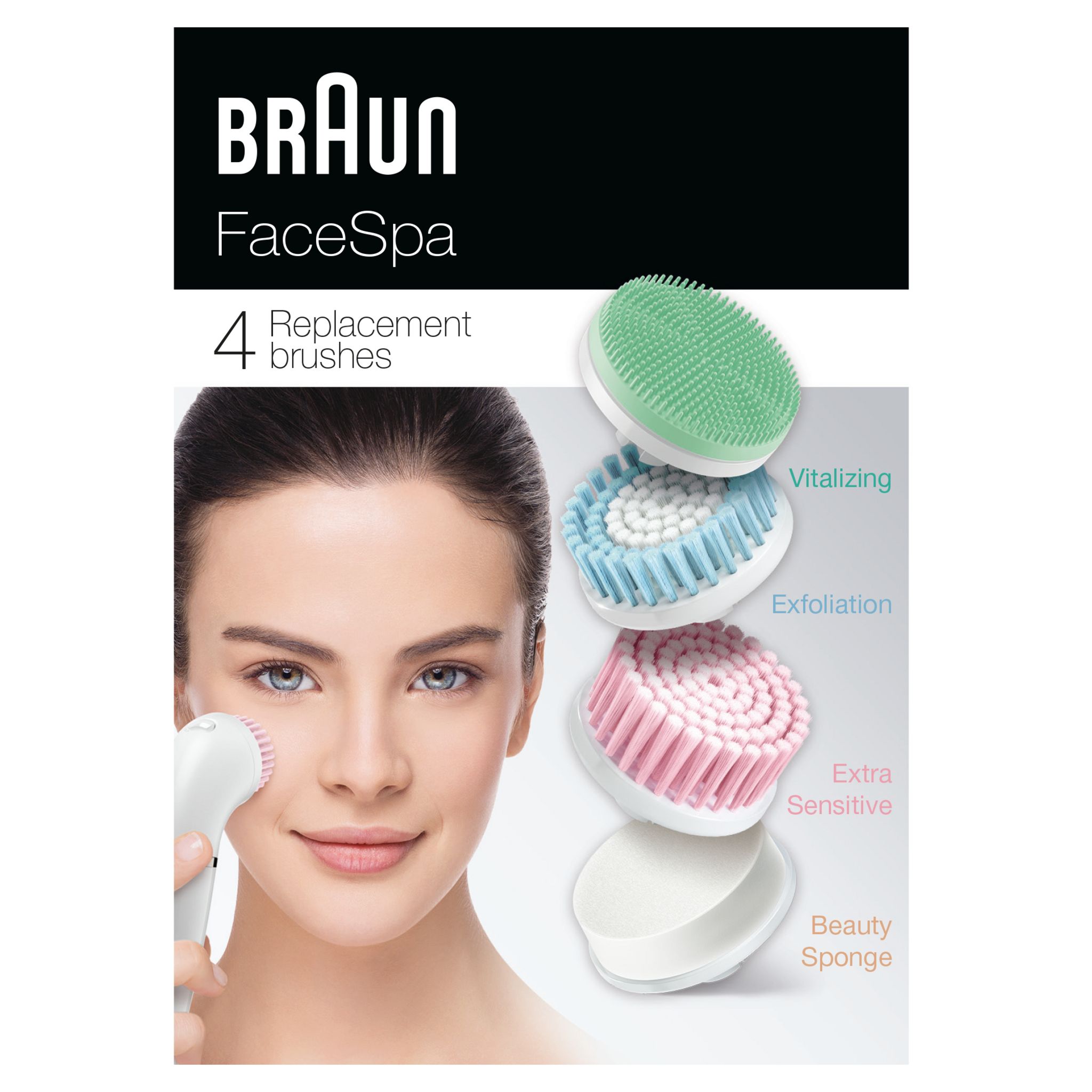 Voir la diapositive 5 : BRAUN Lot de 4 brosses de rechange FaceSpa 80MV pour soins visage