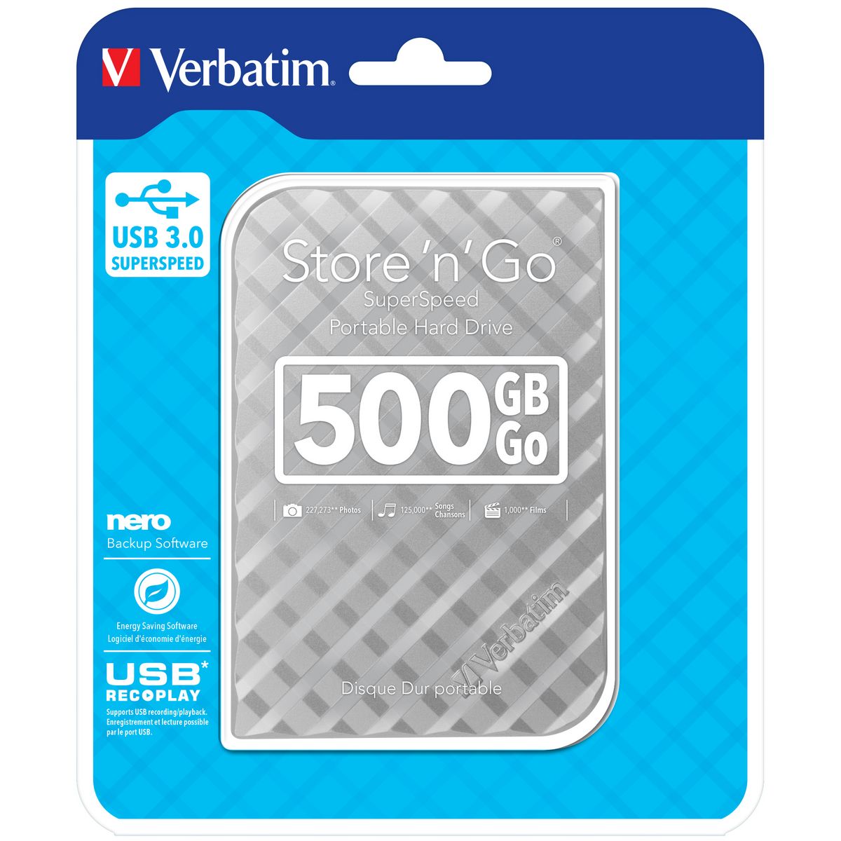 VERBATIM Disque dur externe 500 Go Store 'n' Go 2,5" gris