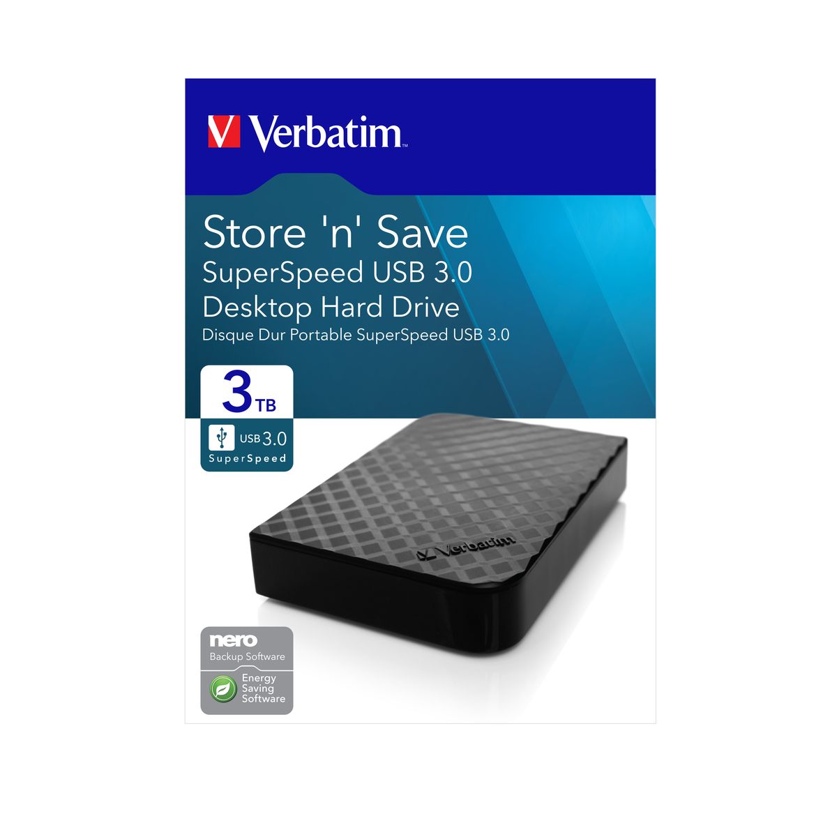 VERBATIM Disque dur externe de bureau 3 To Store 'n' save Noir