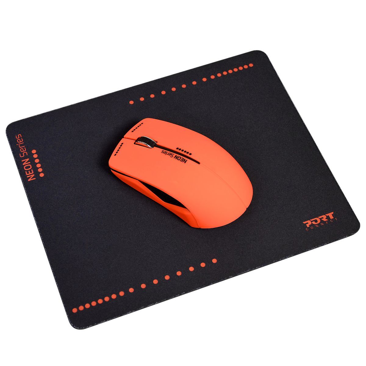 PORT Souris sans fil Neon Rouge + Tapis de souris