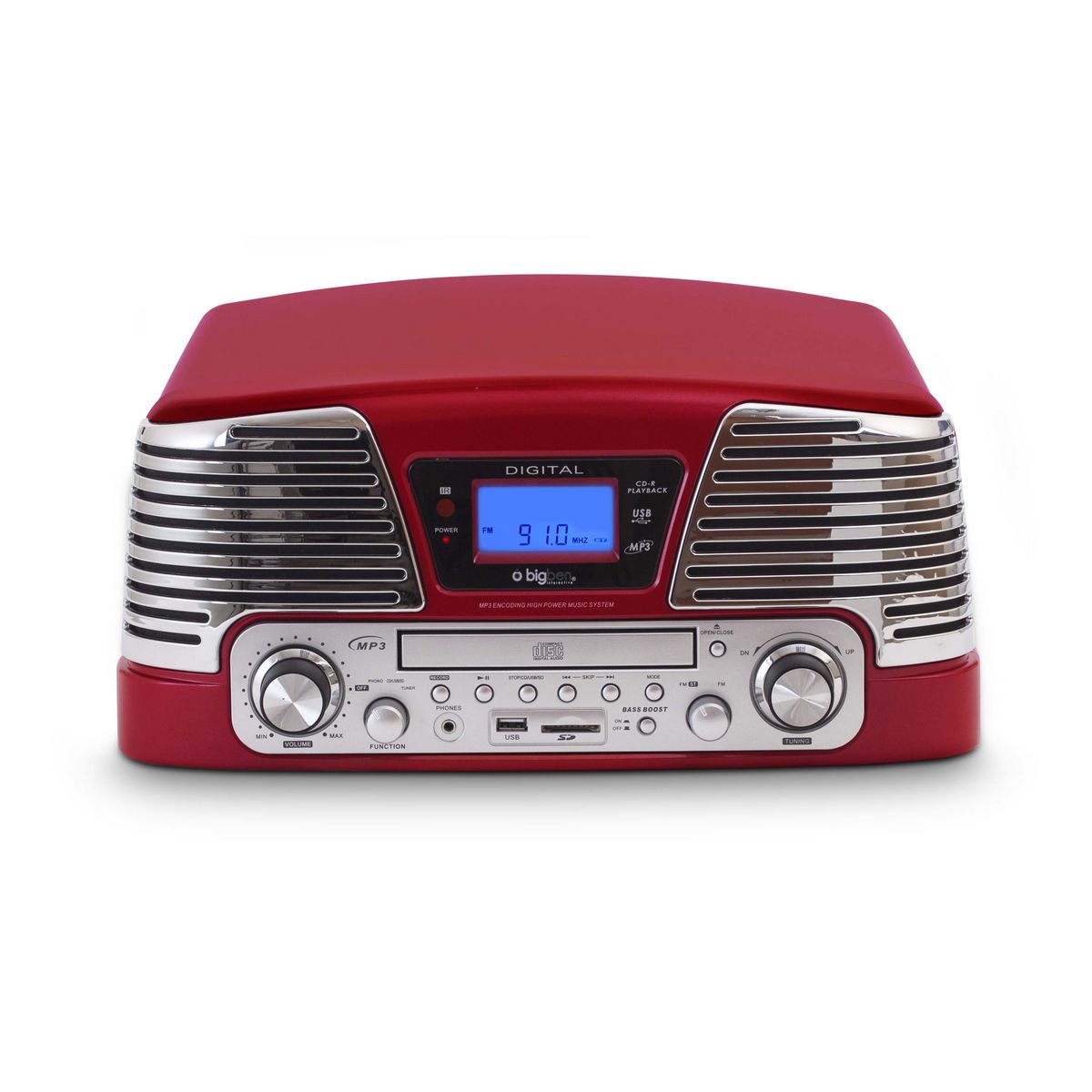 BIGBEN TD79RM - Rouge - Platine vinyle