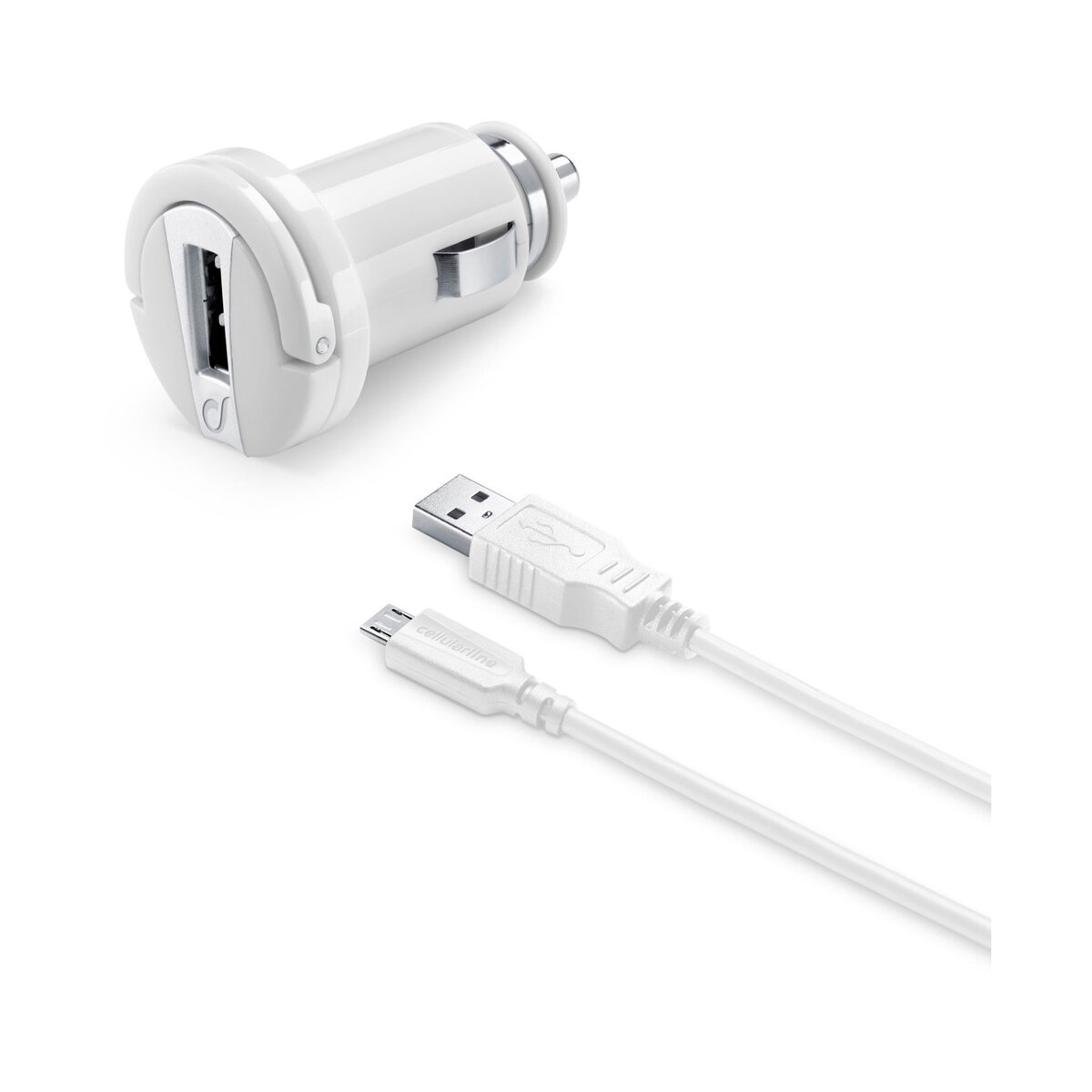 CELLULAR Kit chargeur allume cigare 2A + câble micro USB blanc