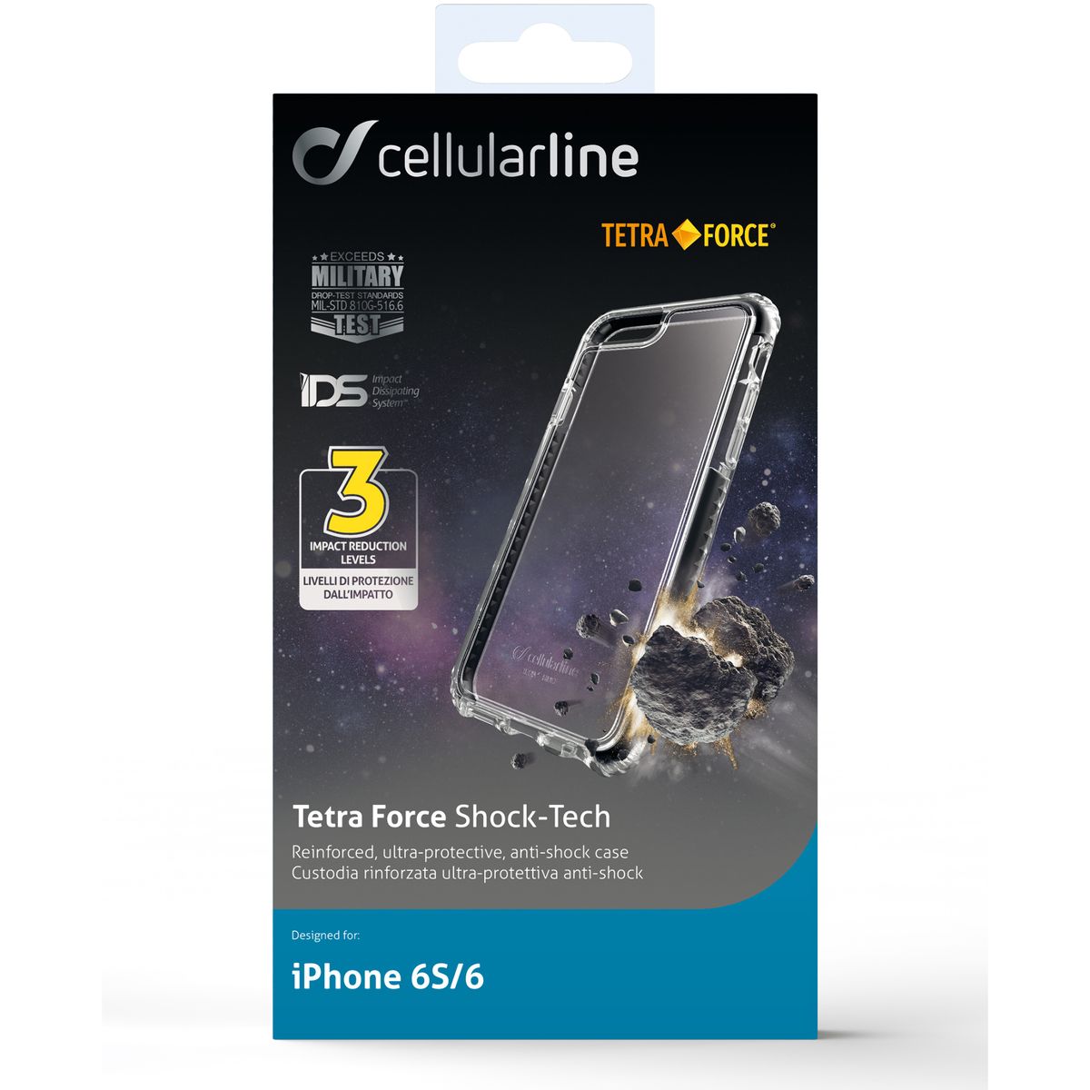 CELLULAR Coque en silicone renforcée noir anti choc + arrière rigide pour iPhone 6S/6