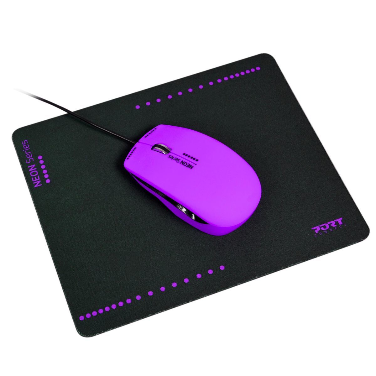 PORT Souris sans fil Neon Violet + Tapis de souris