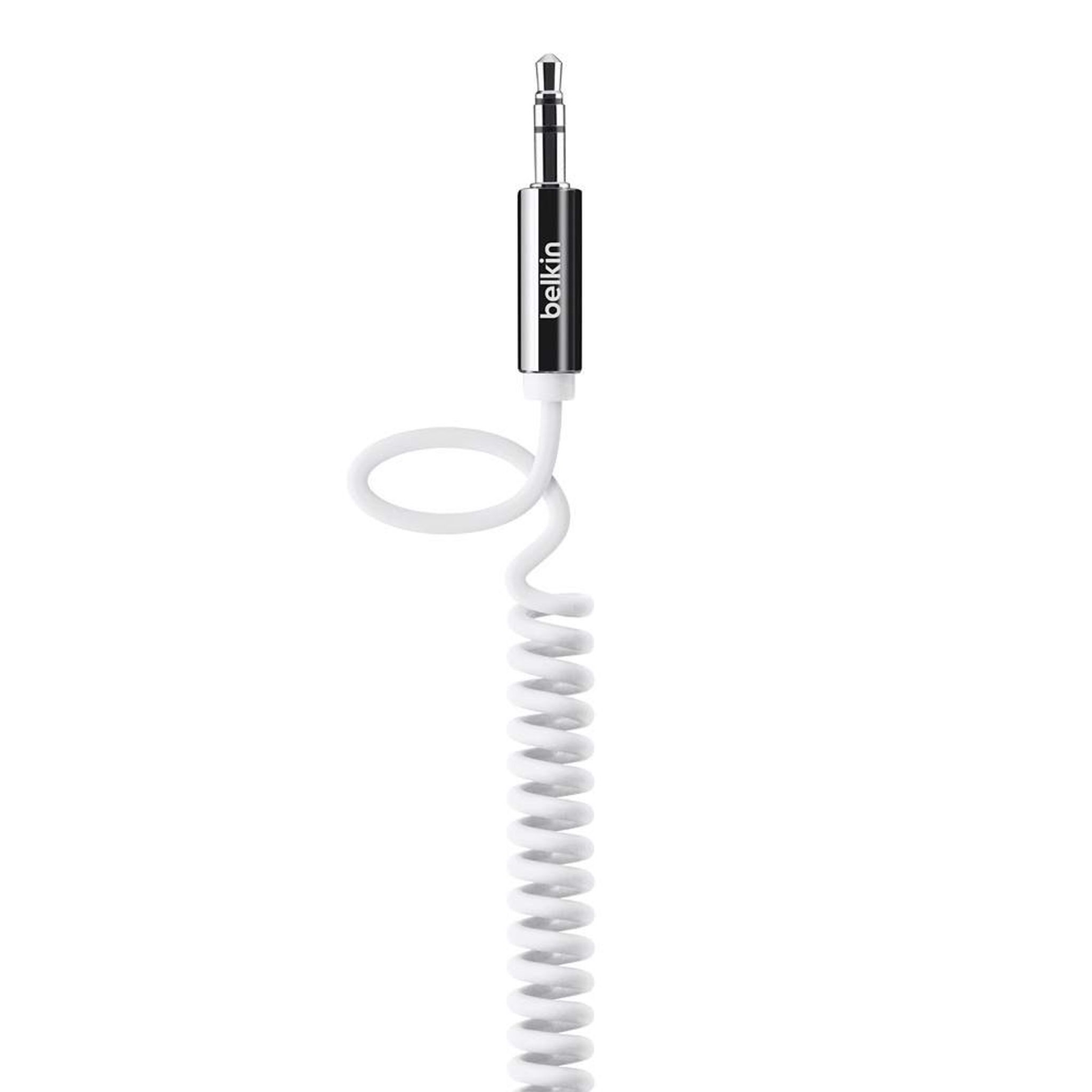 Voir la diapositive 2 : BELKIN Câble Spirale Jack 3.5mm Blanc