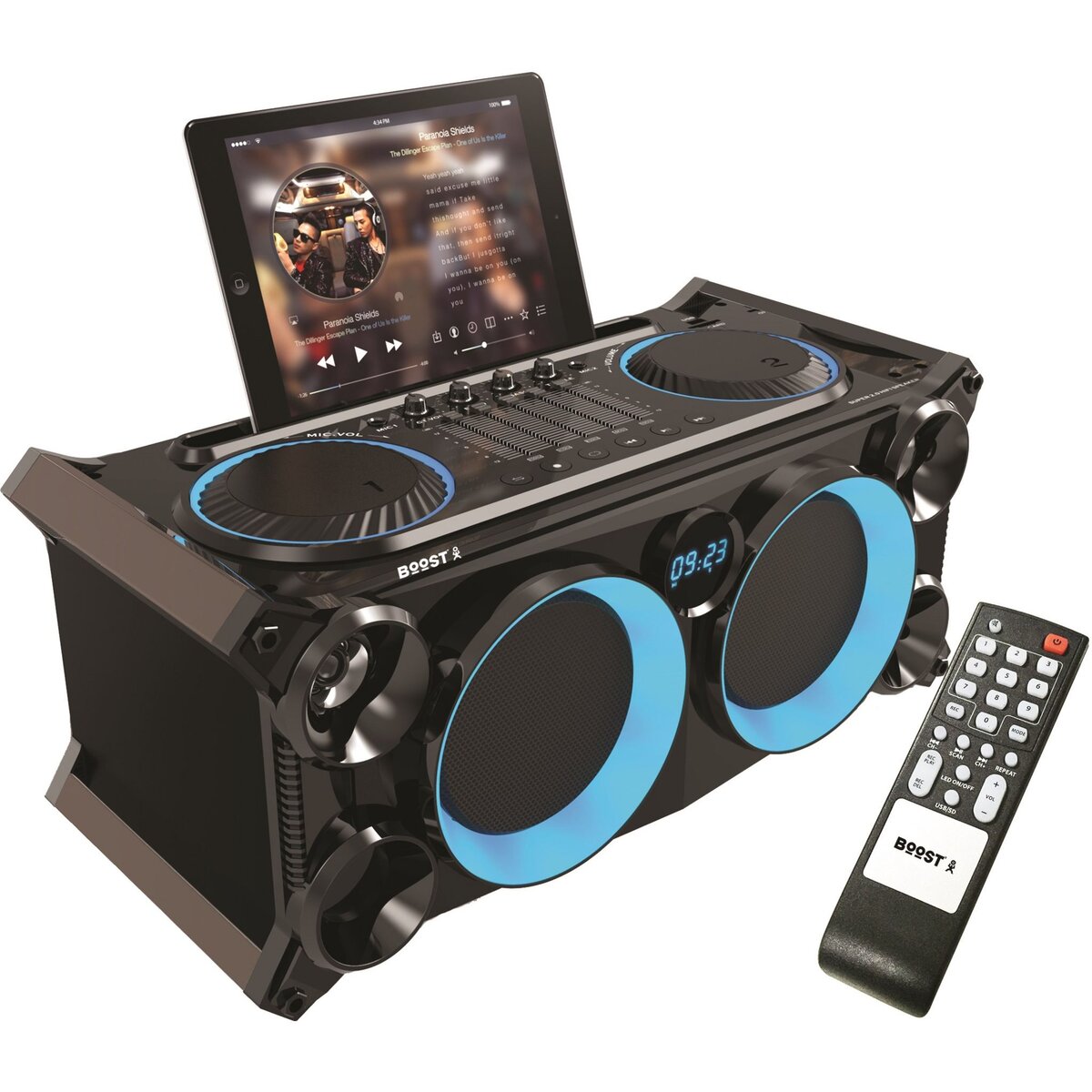 BOOST Système audio stéréo portable Bluetooth - Lumineux - Noir - Inbox 280