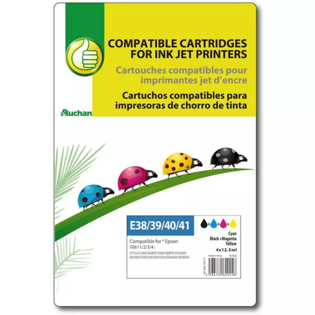 POUCE Cartouche d'encre compatible EPSON T0611-2-3-4 E38/39/40/41  - Noir Cyan Magenta & Jaune