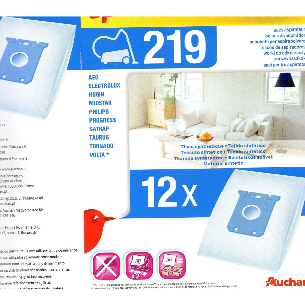 AUCHAN Sacs Aspirateur 219+ Eco pas cher 