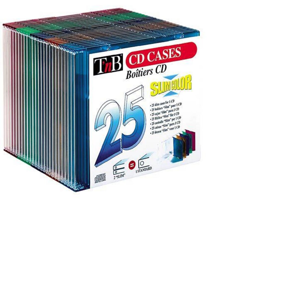 Pack de 5 Boîtiers CD incassables T'nB Transparent Slim avec porte