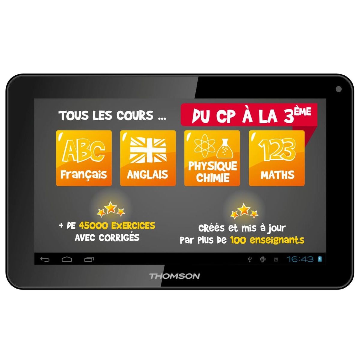 THOMSON Tablette tactile TEO éducative version primaire et collège 9 pouces Noir 8 Go
