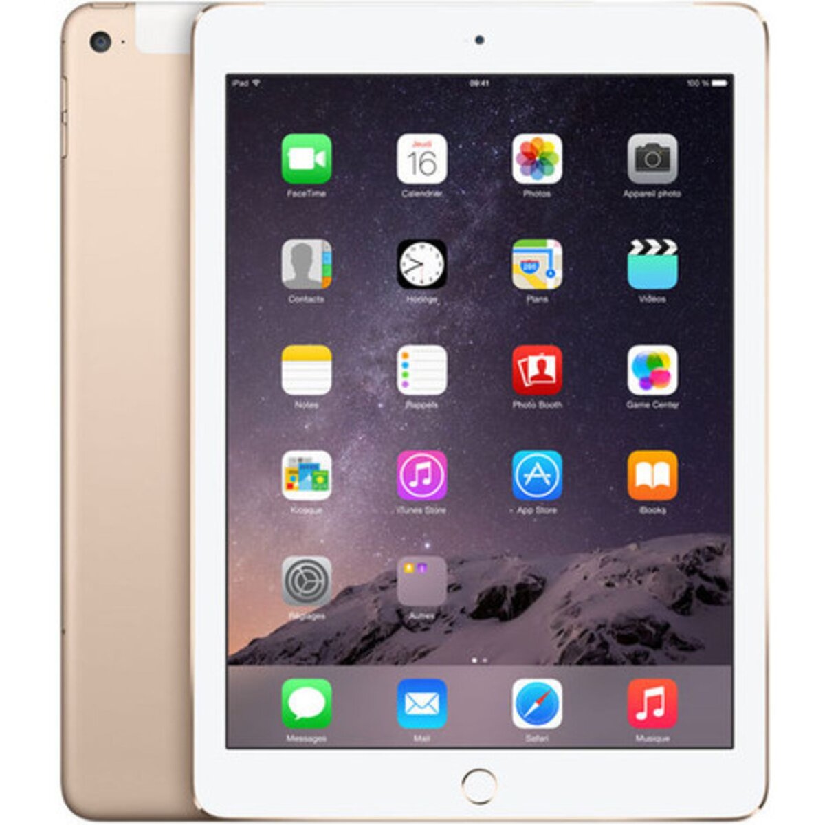 APPLE Tablette tactile Ipad Air 2 Lagoona Reconditionné Grade A Apple Wi-Fi + Cellular 16 Go Gold