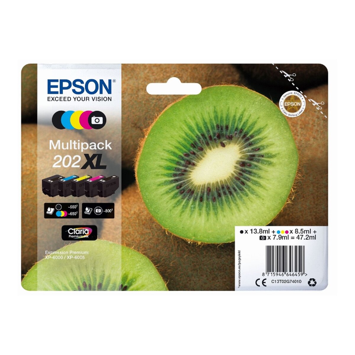 EPSON Pack de 5 cartouches d'encre Kiwi N202XL