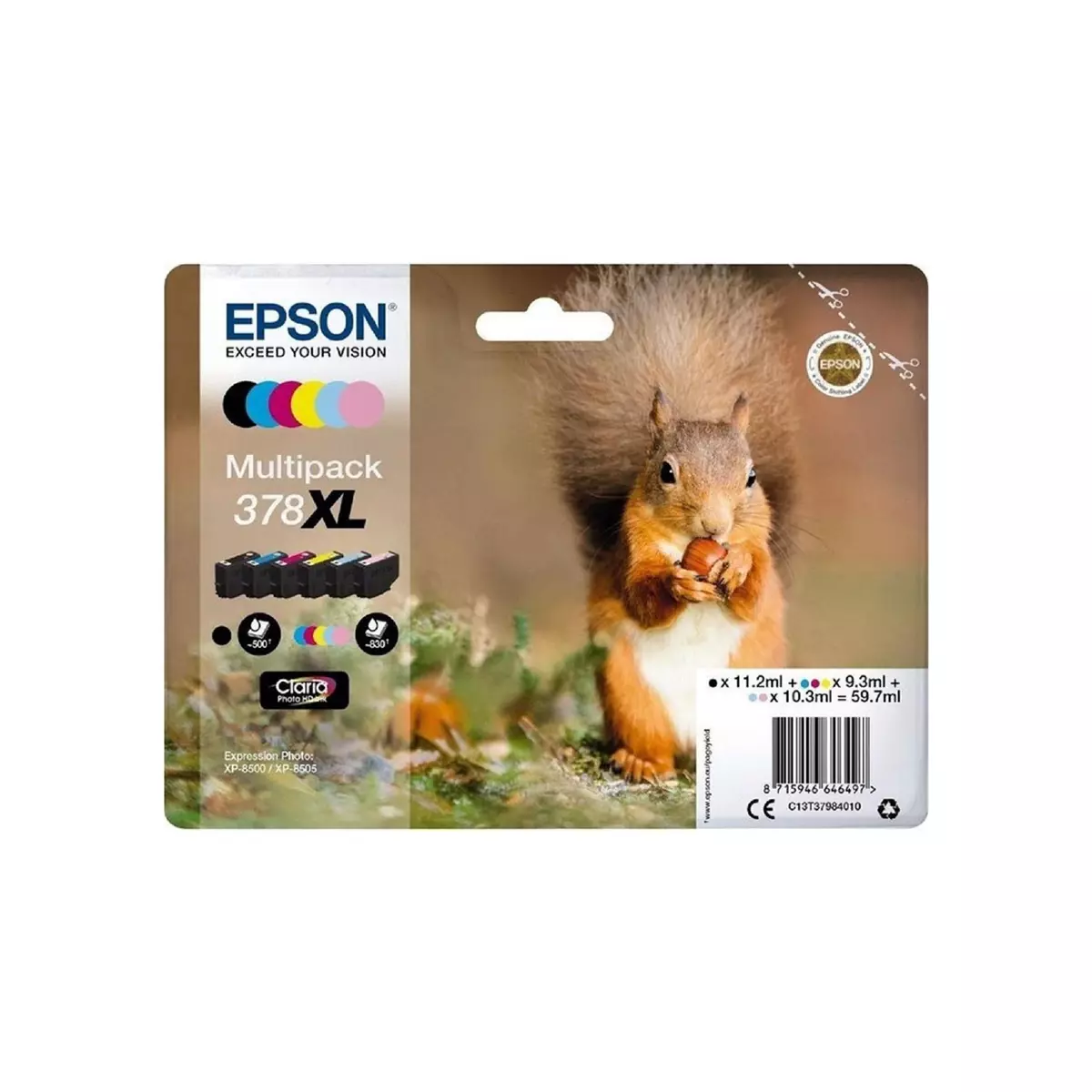 EPSON Pack de 6 Cartouches d'encre Ecureuil Photo N378XL