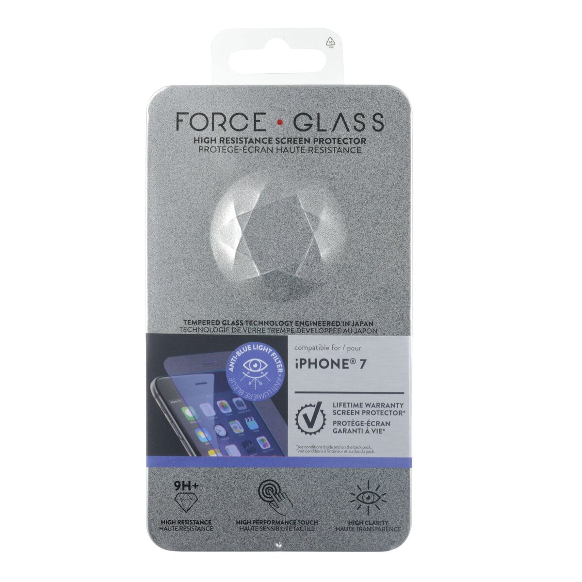 FORCEGLASS Protège-écran en verre trempé Force Glass anti-bleu pour iPhone 7