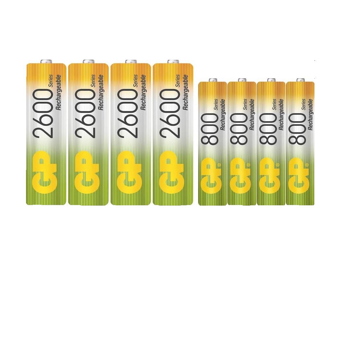 Pack 8 piles rechargeables - 4 x LR6 / 4 x LR03