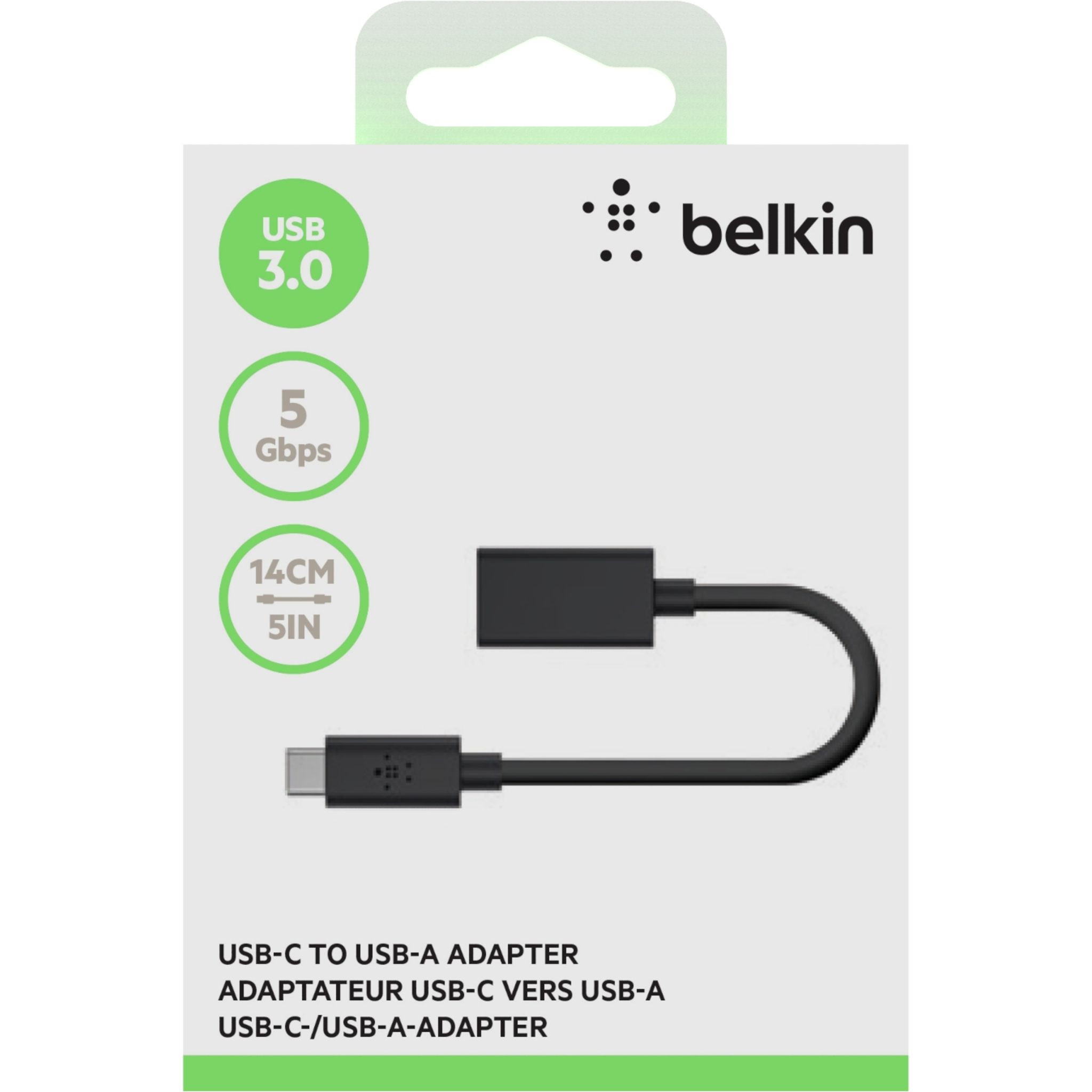 Voir la diapositive 4 : BELKIN USB-C vers adaptateur USB-A - Noir
