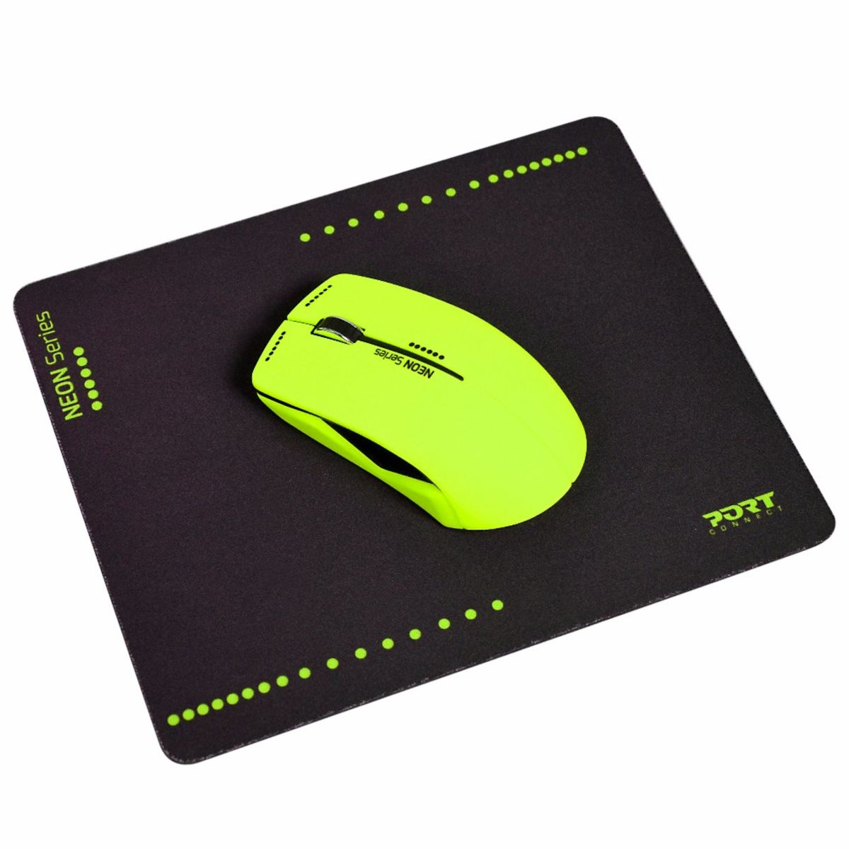 PORT Souris sans fil Neon Jaune + Tapis de souris