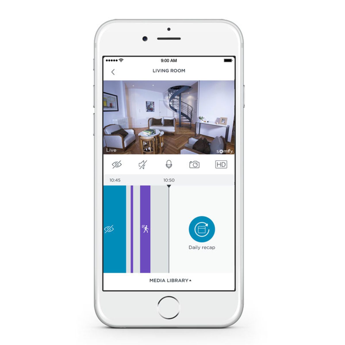 SOMFY Caméra de sécurité - SOMFY ONE - Bluetooth - Wifi - Noir - Compatible iOs 9 / Android 4.4