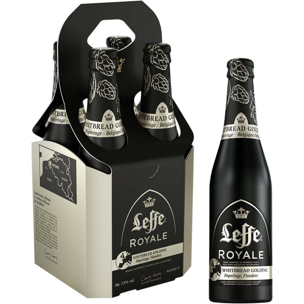 LEFFE Abbaye de Leffe bière royale whitbread golding 7,5°-4x33cl