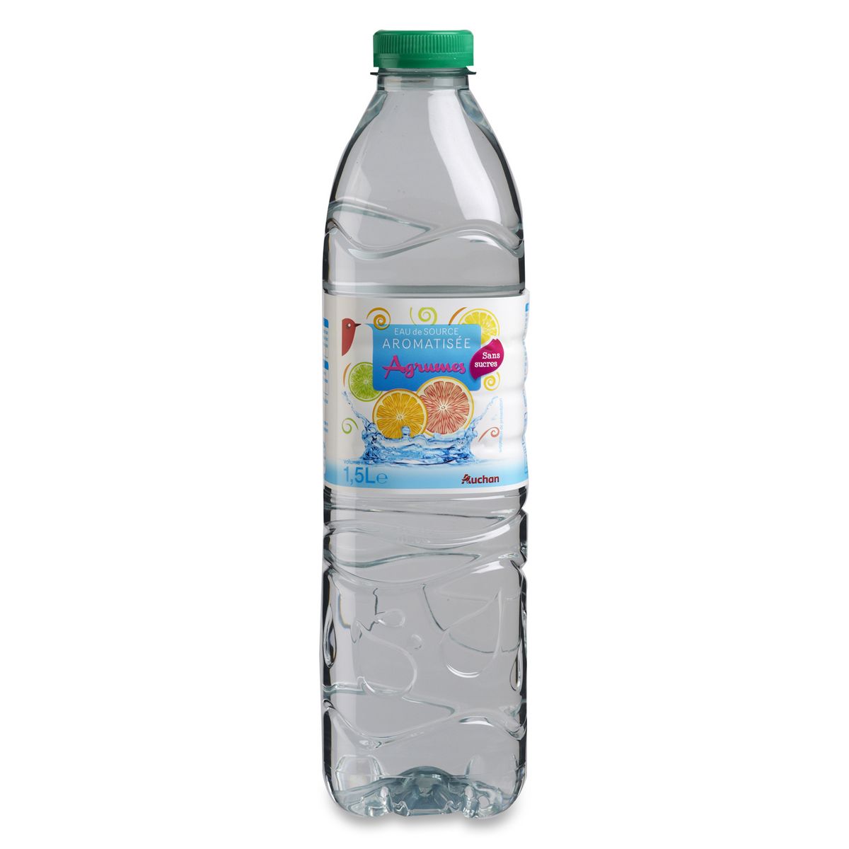 AUCHAN Eau de source aromatisée agrumes 1,5l
