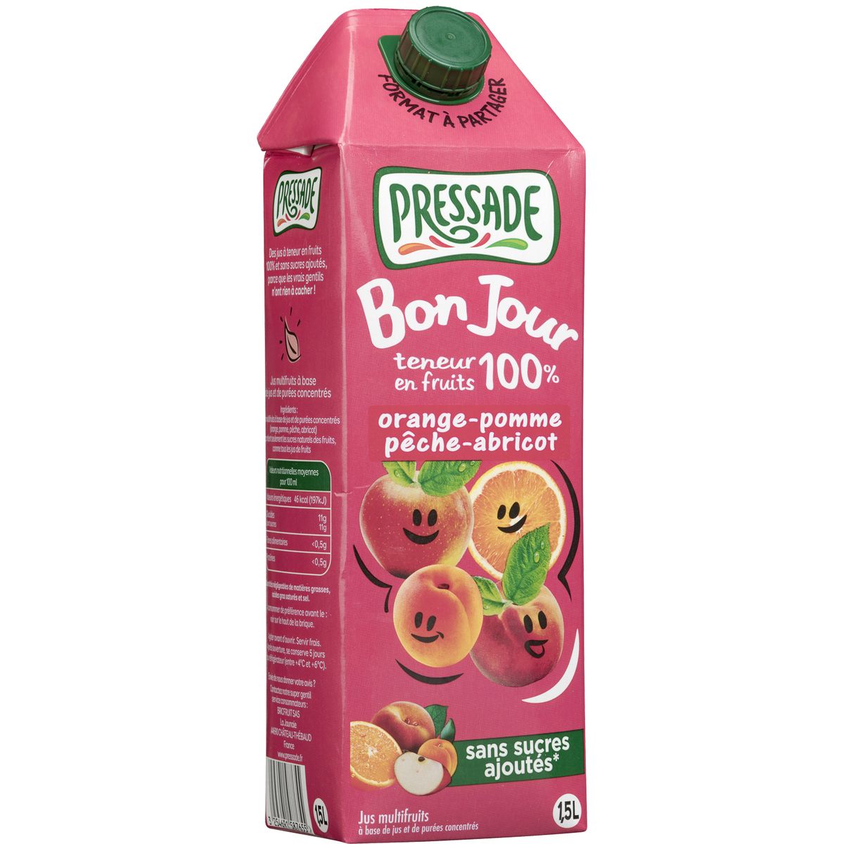 PRESSADE Pressade orange pêche abricot bio 1,5l
