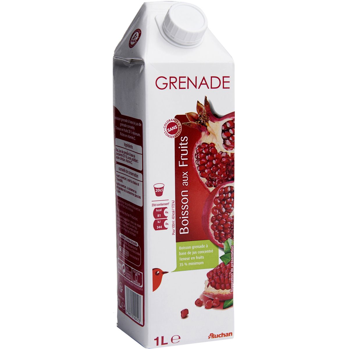 AUCHAN Auchan jus de grenade en brique 1l
