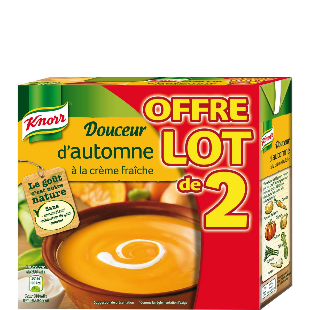 KNORR Soupe douceur d'automne à la crème fraîche 2x50cl