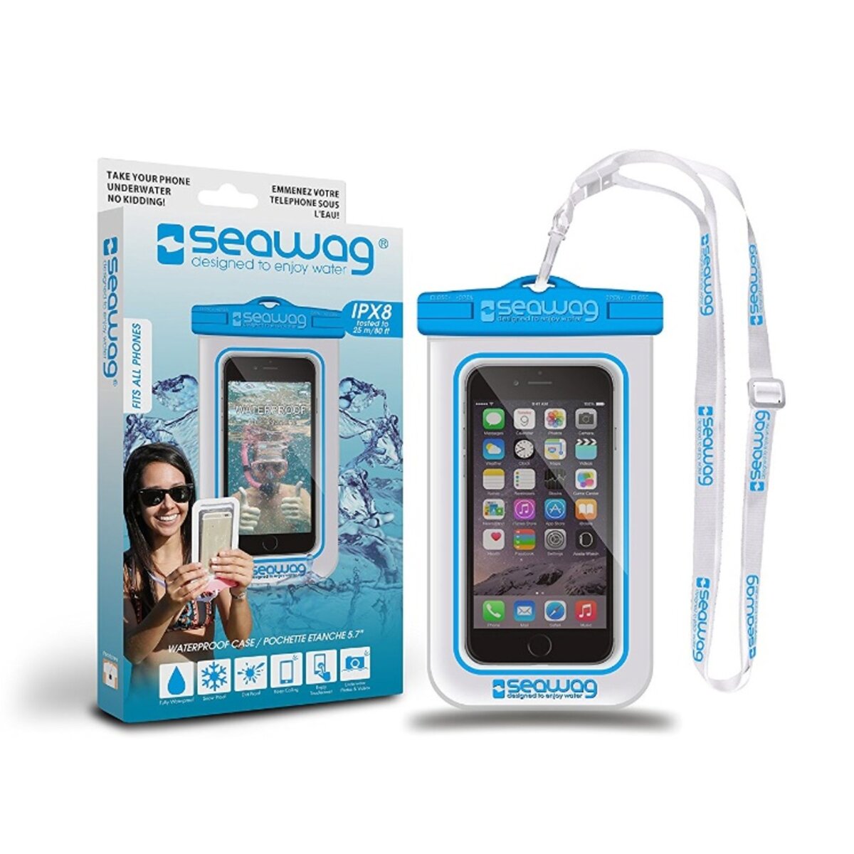 SEAWAG Pochette 5,7" étanche blanc et bleu pour smartphone