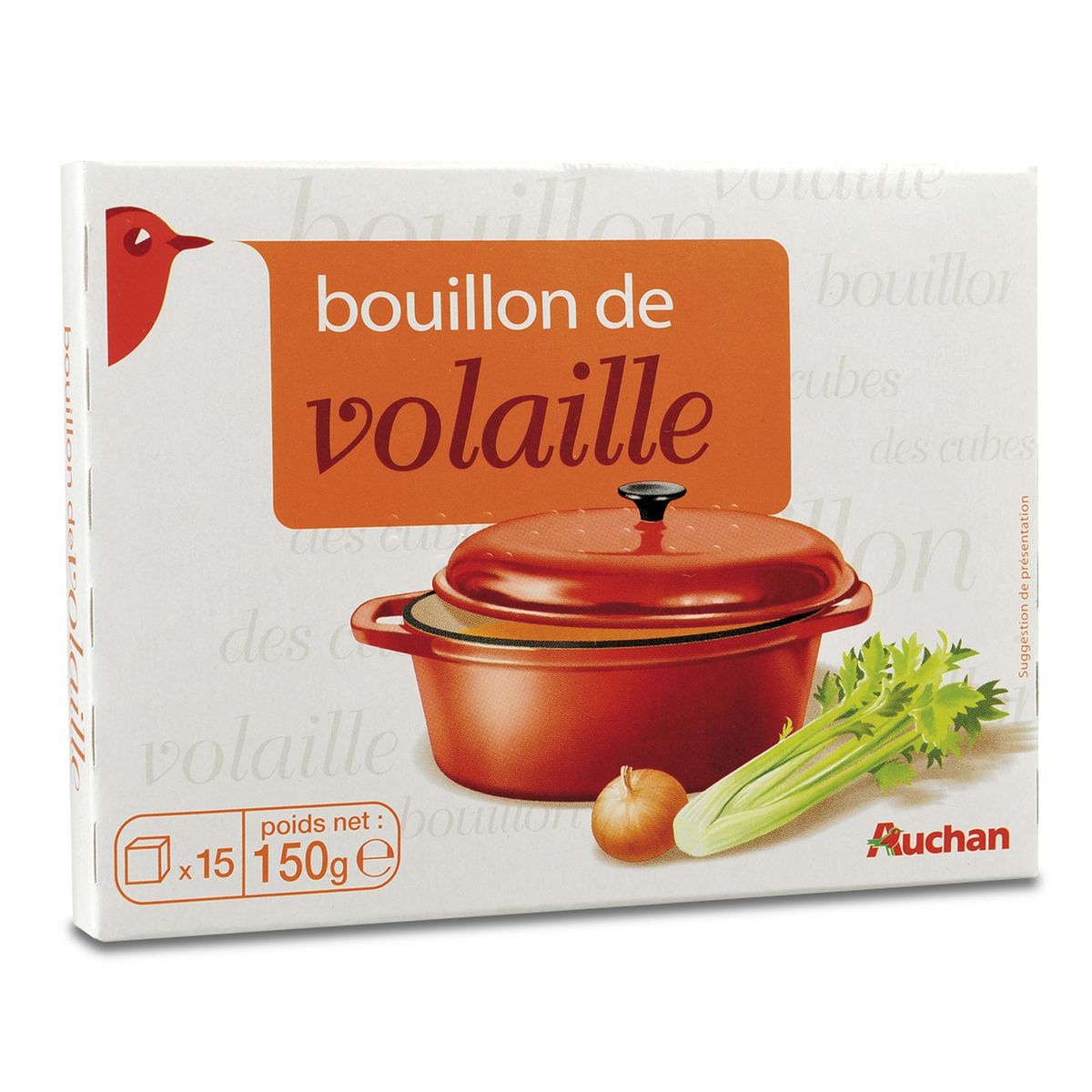 AUCHAN Bouillon de volaille 15 tablettes 150g