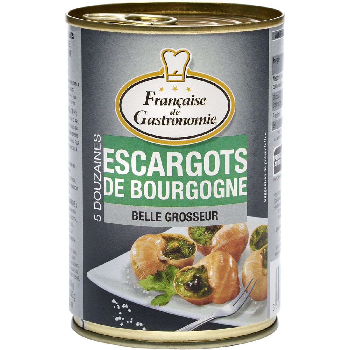 FRANCAISE DE GASTRONOMIE Escargots de Bourgogne belle grosseur 5 dz 5x12 230g