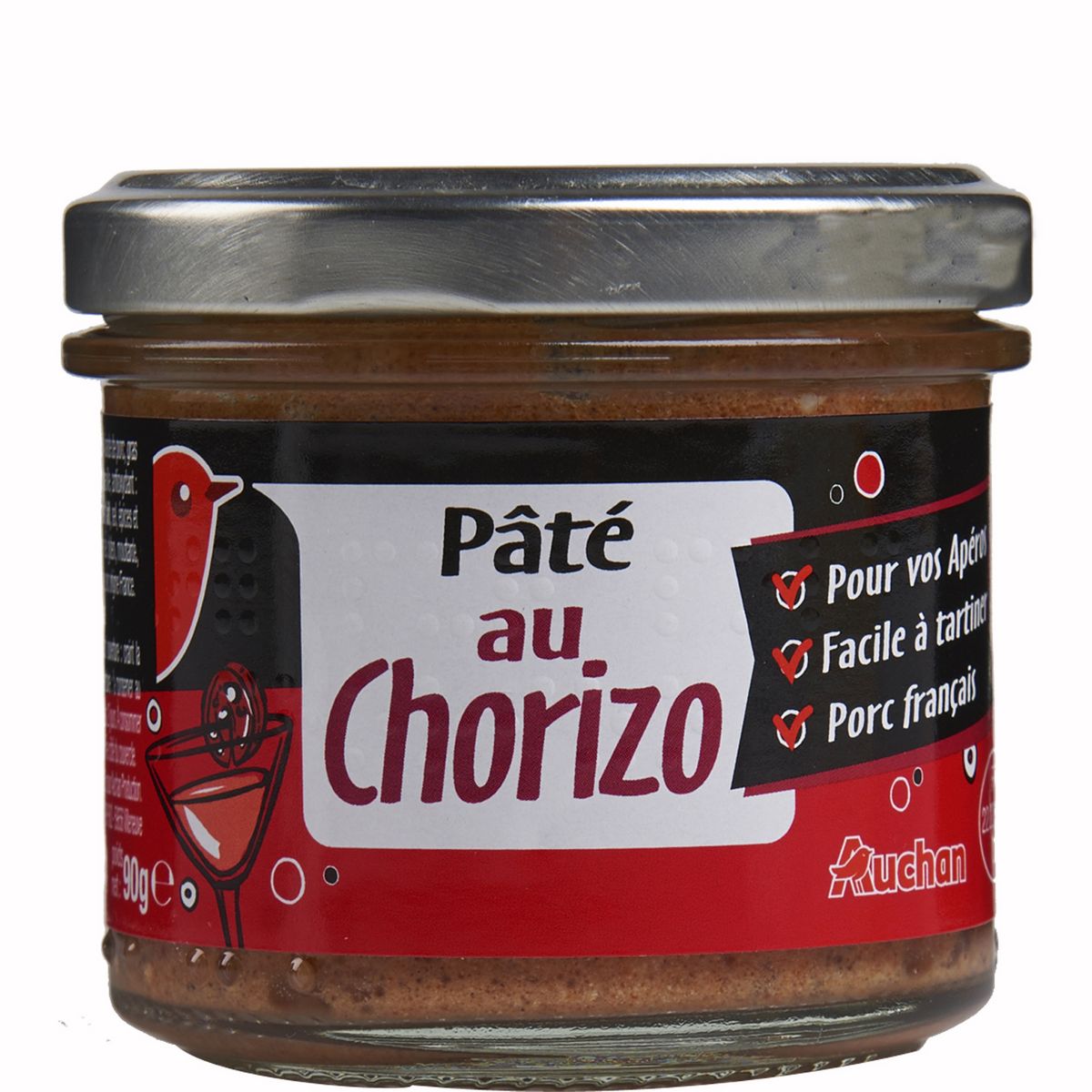 AUCHAN Pâté pur porc au chorizo 90g
