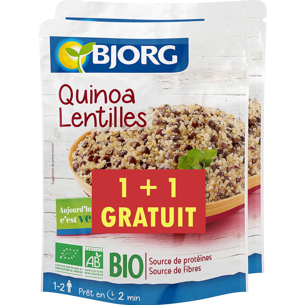 BJORG Bjorg quinoa lentilles bio 250g +250g offert