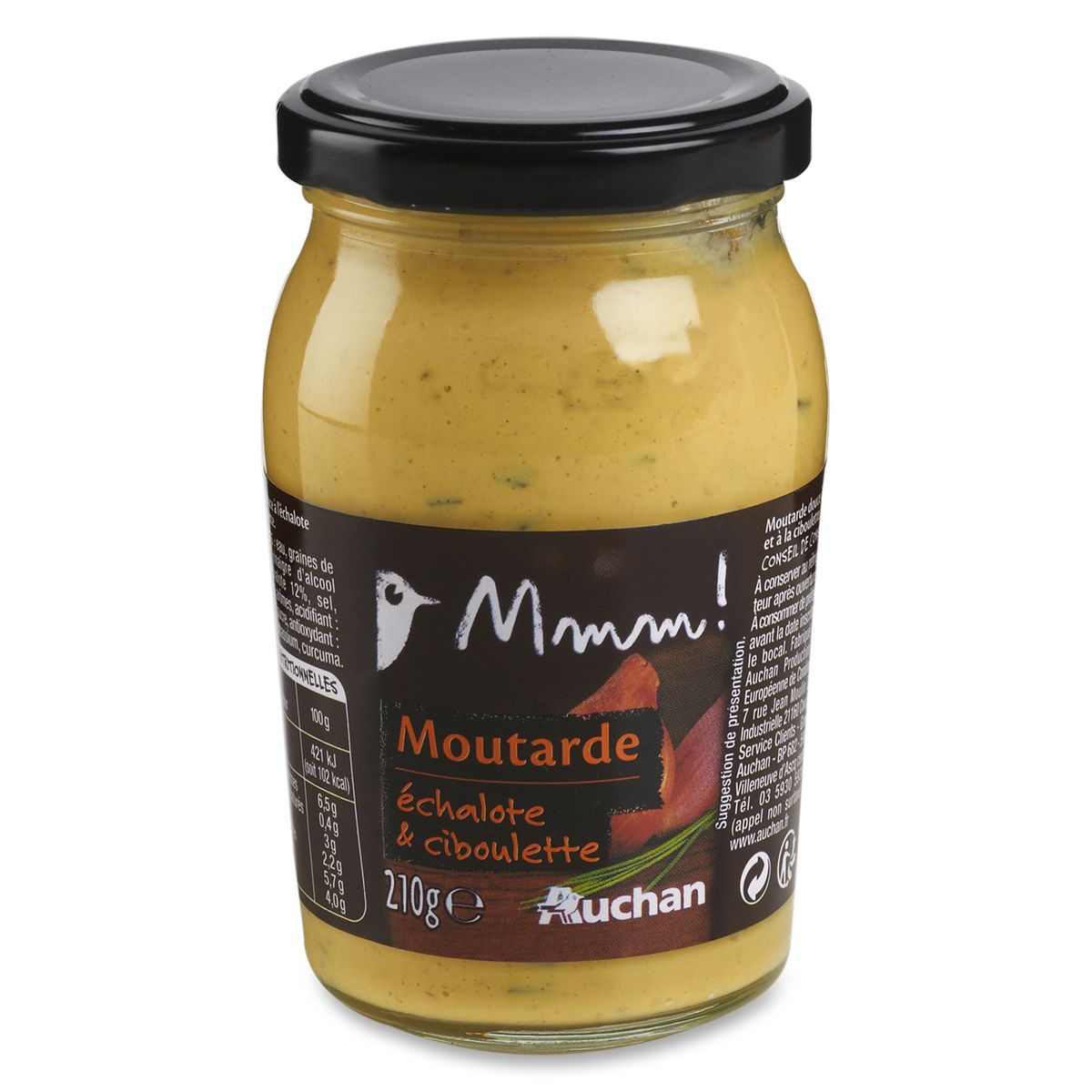 AUCHAN MMM! Moutarde échalotte et ciboulette 210g