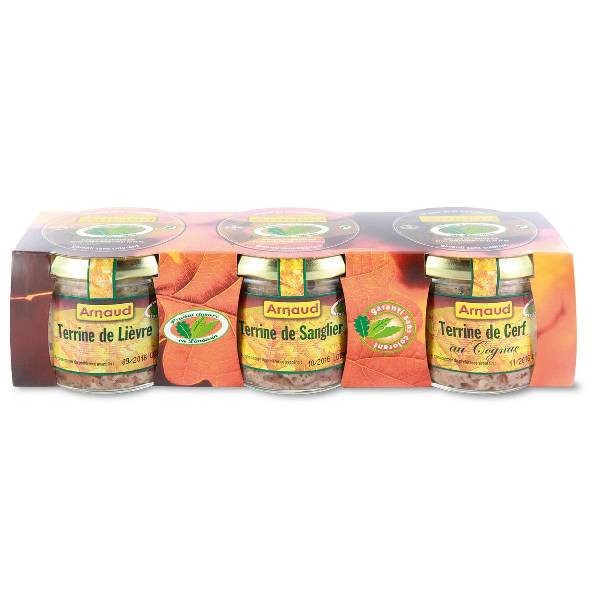 ARNAUD Terrines de lièvre sanglier et cerf 3x180g