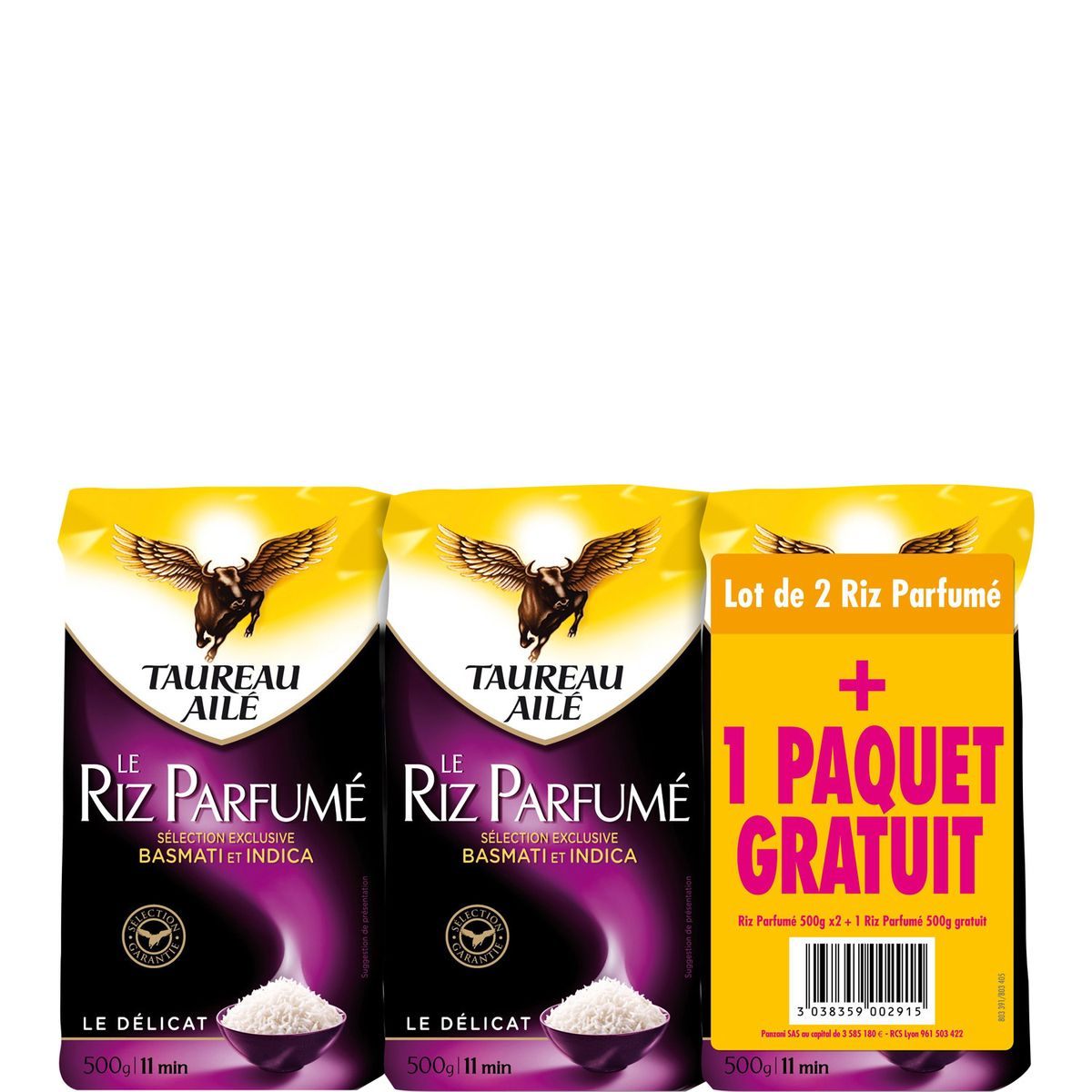 TAUREAU AILE Taureau aile riz parfumé 2x500g +1gt